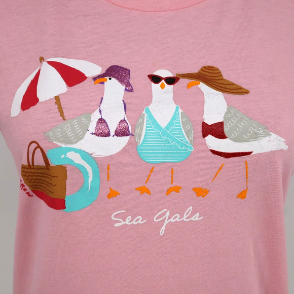 J Crew Top Womens Small Pink Cotton Collector Tee Sea Gals T-shirt Pullover New - Picture 11 of 16